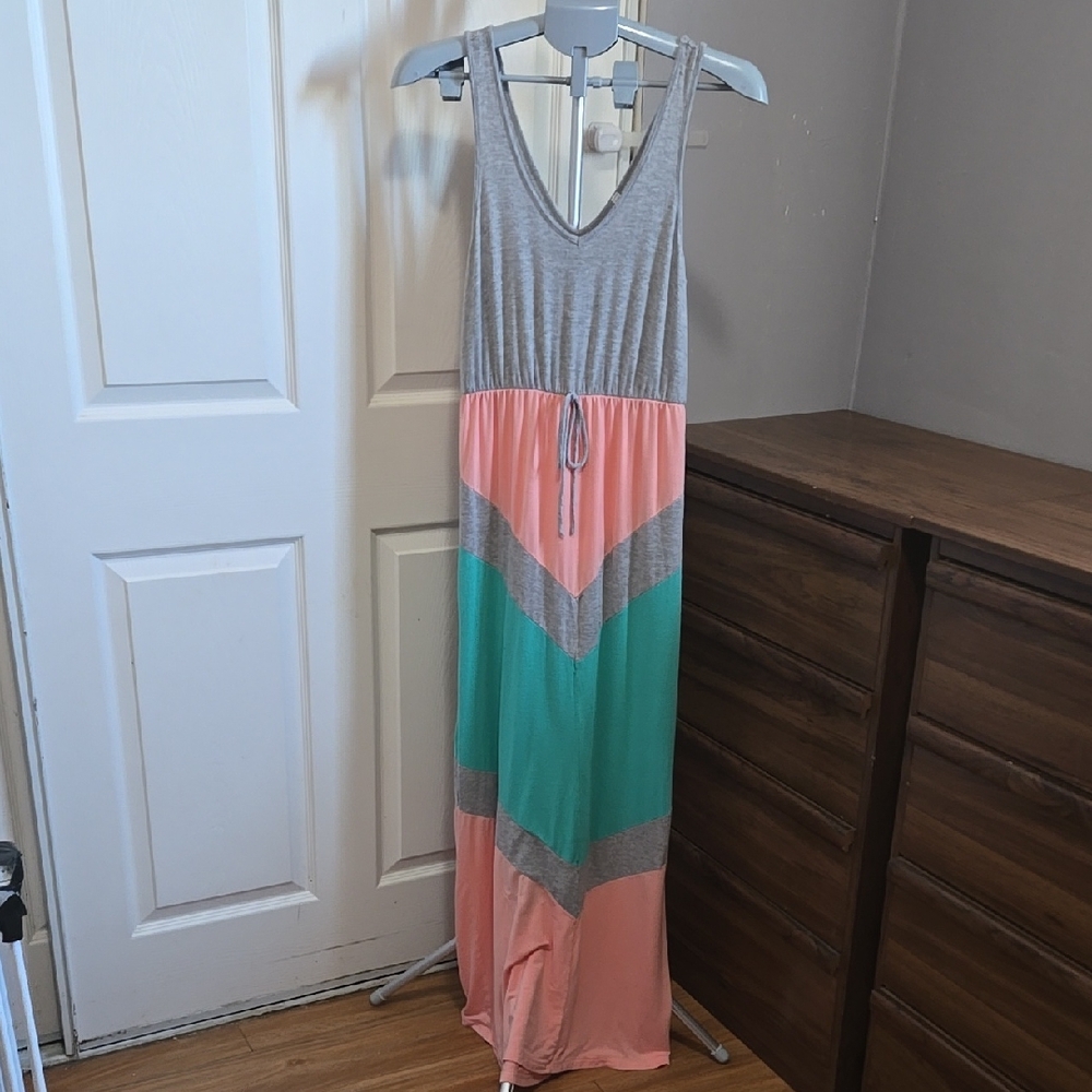 Gray and Multicolor Maxi Dress